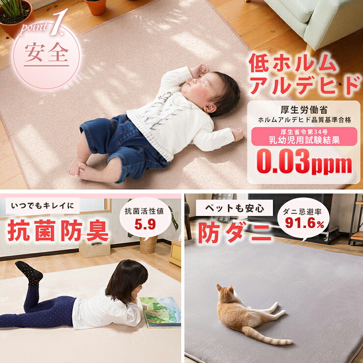 楽天市場】防ダニ抗菌防臭！フランネルラグマット200×250cm 3畳用