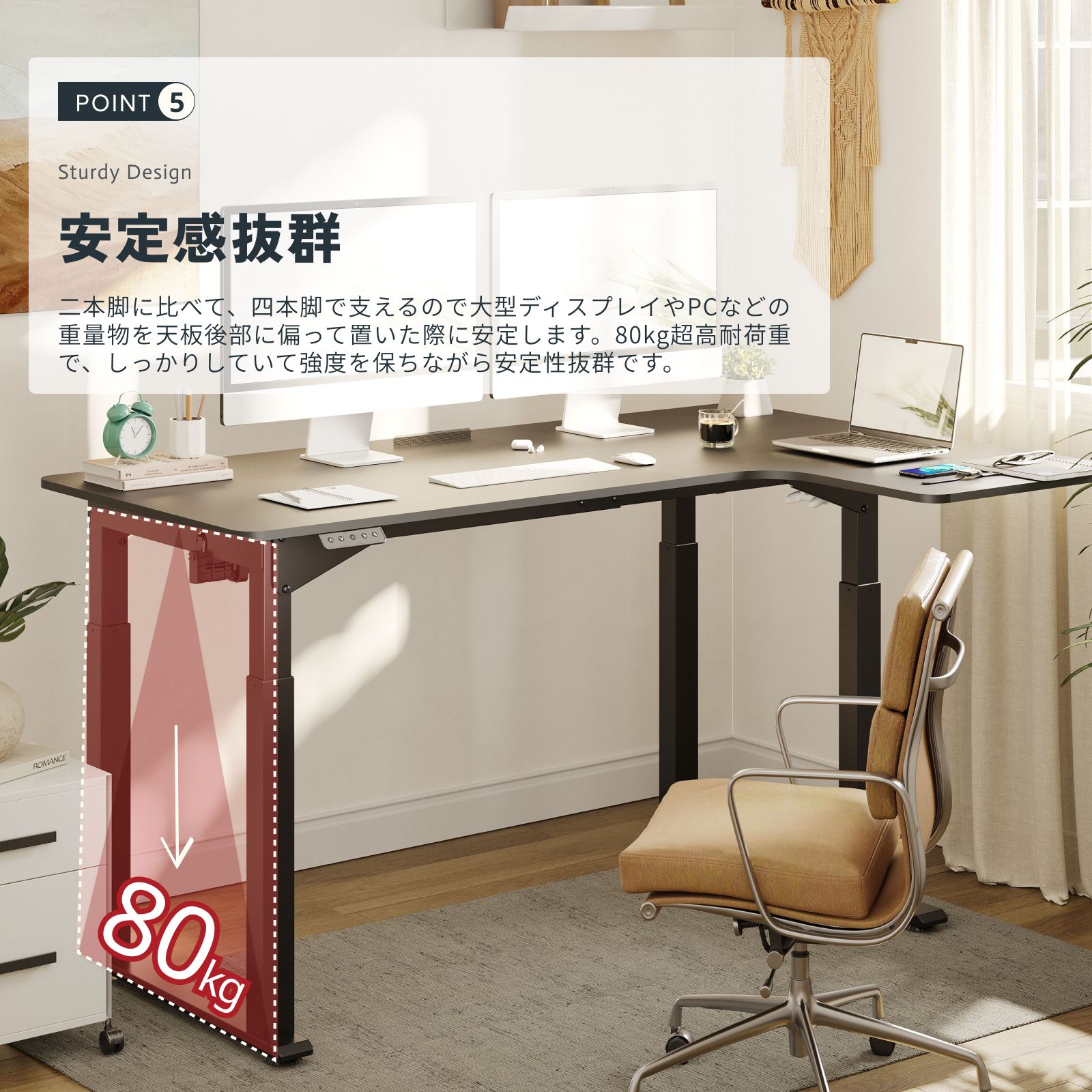 楽天市場】デスク L字 昇降 パソコンデスク オフィスデスク 4脚 昇降