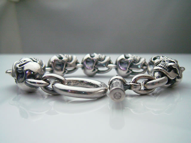 楽天市場】【送料無料】 スカル11ブレスレット Mサイズ【シルバー