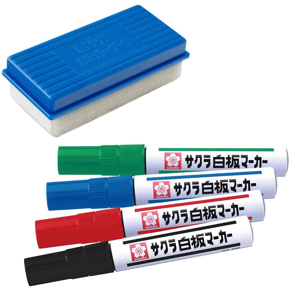 楽天市場】[サクラクレパス] 白板マーカー イレイザーS セット WBK4ES