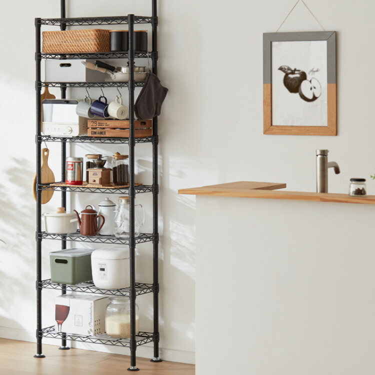 楽天市場】ネーロ 突っ張りラック スチールラック 幅60 奥行き30 8段