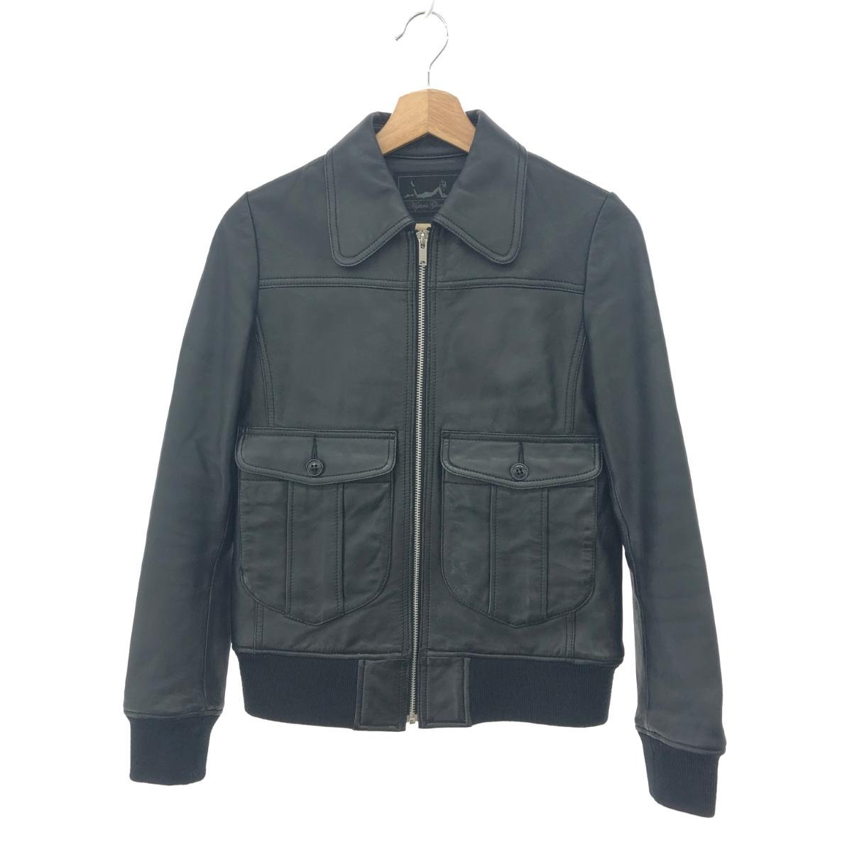 ヒステリックグラマー セミダブルレザーライダースジャケット 黒 L 検