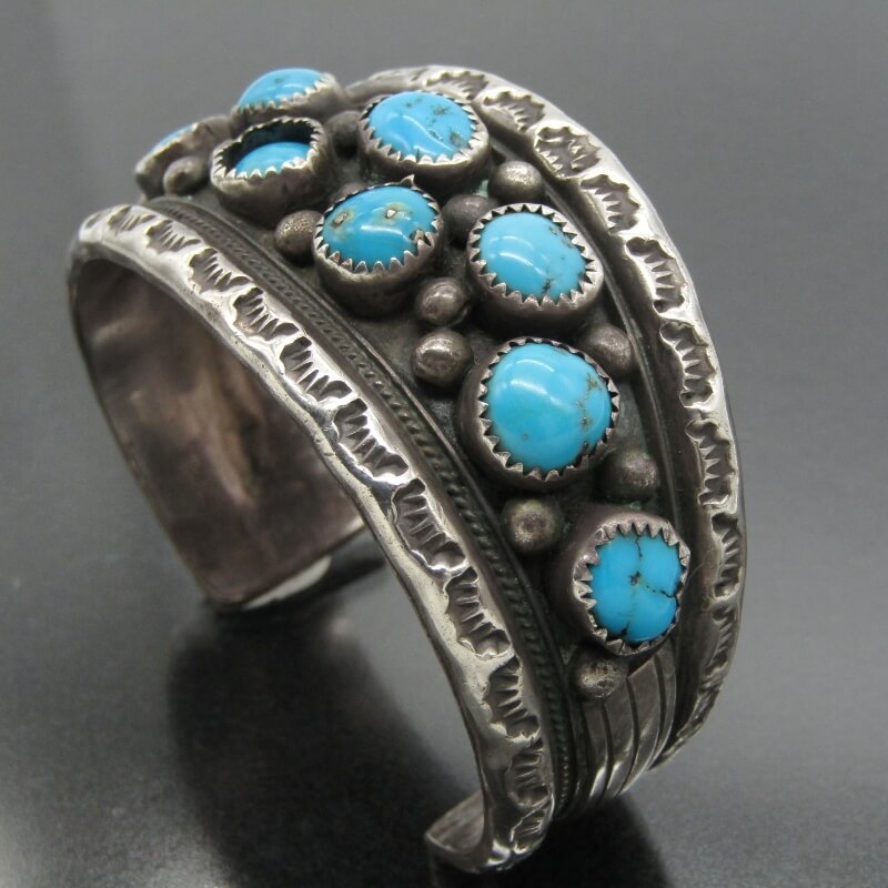 楽天市場】【中古】Navajo ナバホ族 バングル 9連 ターコイズ