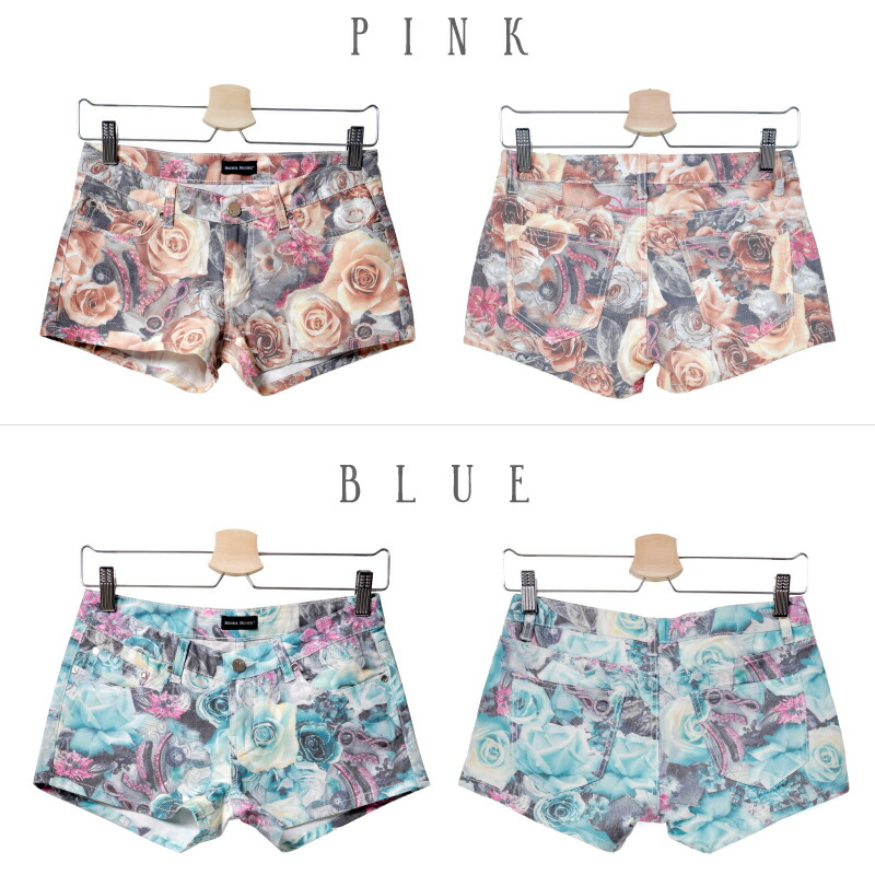 楽天市場】花柄プリント ショートパンツ ローズ 【ポケット付き