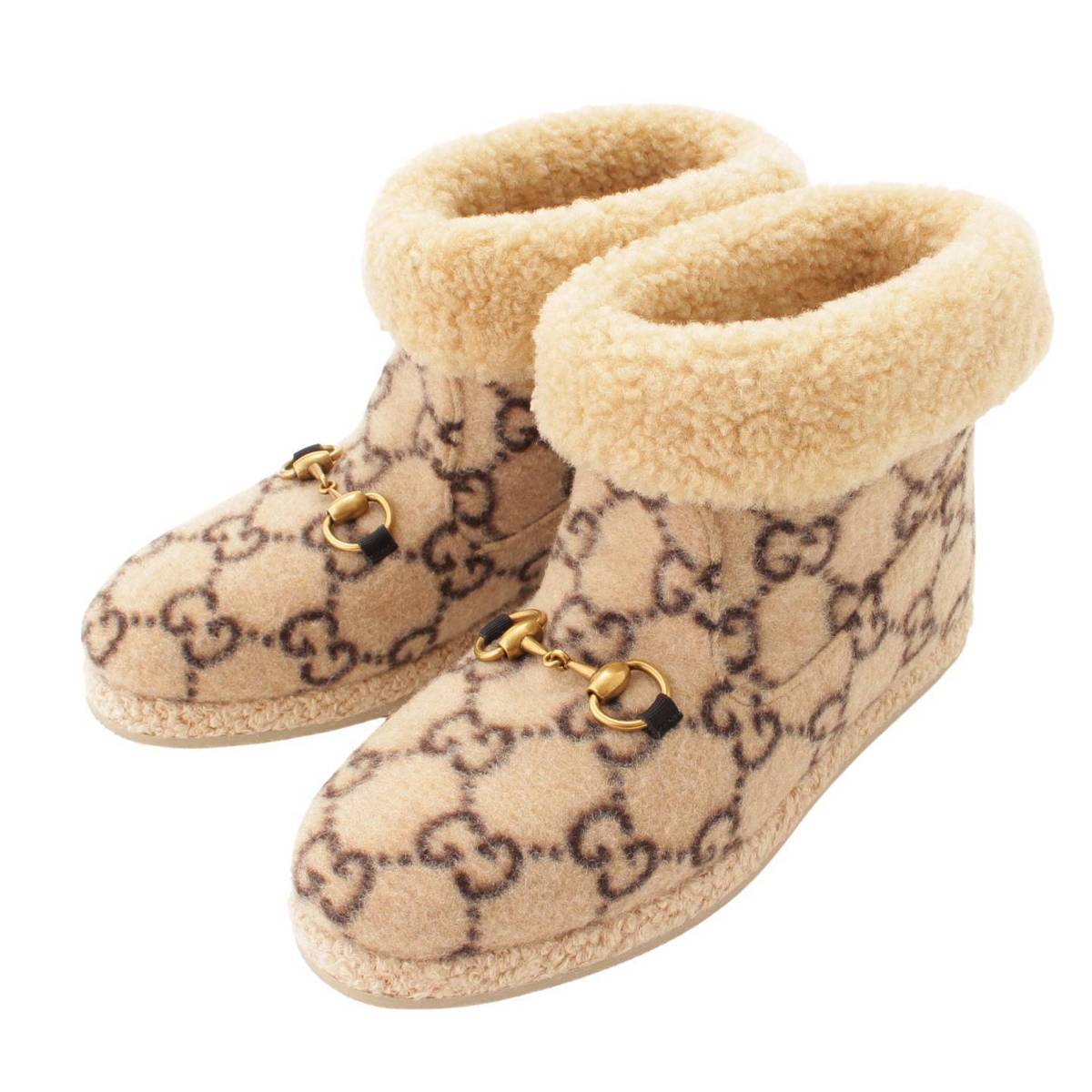 楽天市場】【グッチ】Gucci ホースビット ムートン ショートブーツ GG