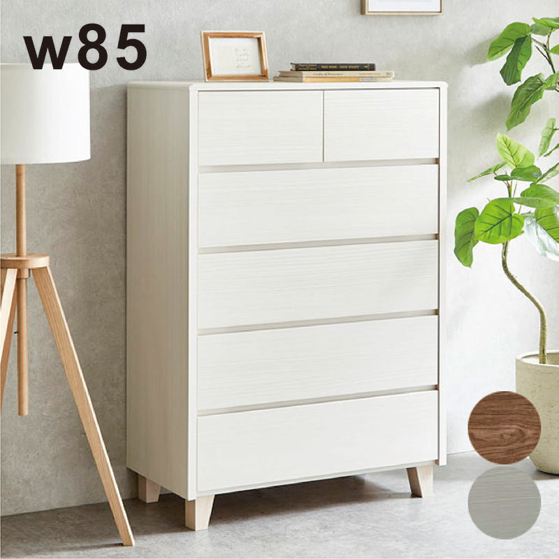 楽天市場】タンス 大容量 幅85cm 6段 ハイチェスト 白 ホワイト 角丸