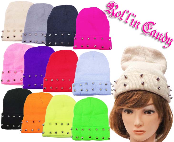 楽天市場】スパイクスタッズ付きビーニー/ニット帽子 ワッチキャップ