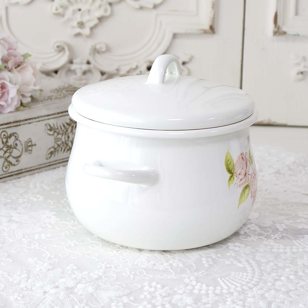 楽天市場】キャセロール イマン ホーロー 琺瑯 IH対応 16cm 薔薇