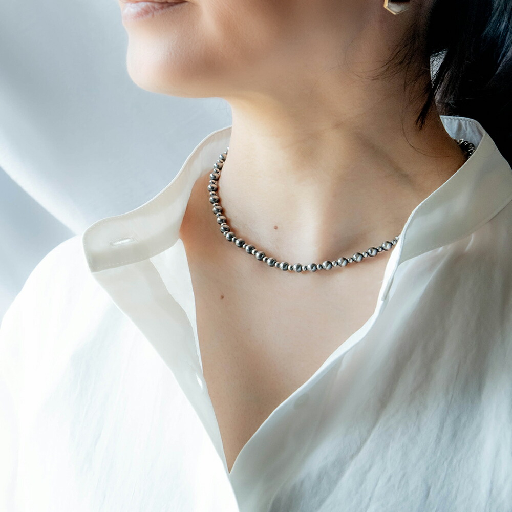 楽天市場】ナバホパール ネックレス 5mm シルバー925 メンズ