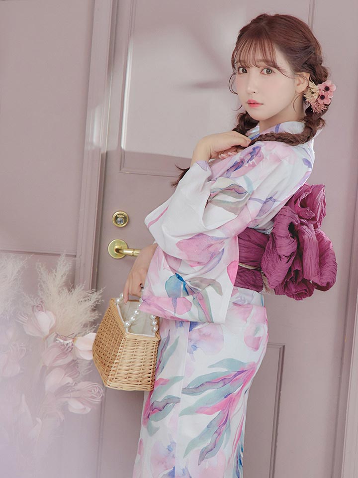 セパレート水彩フラワー浴衣 浴衣4点セット トップス セパレート水彩