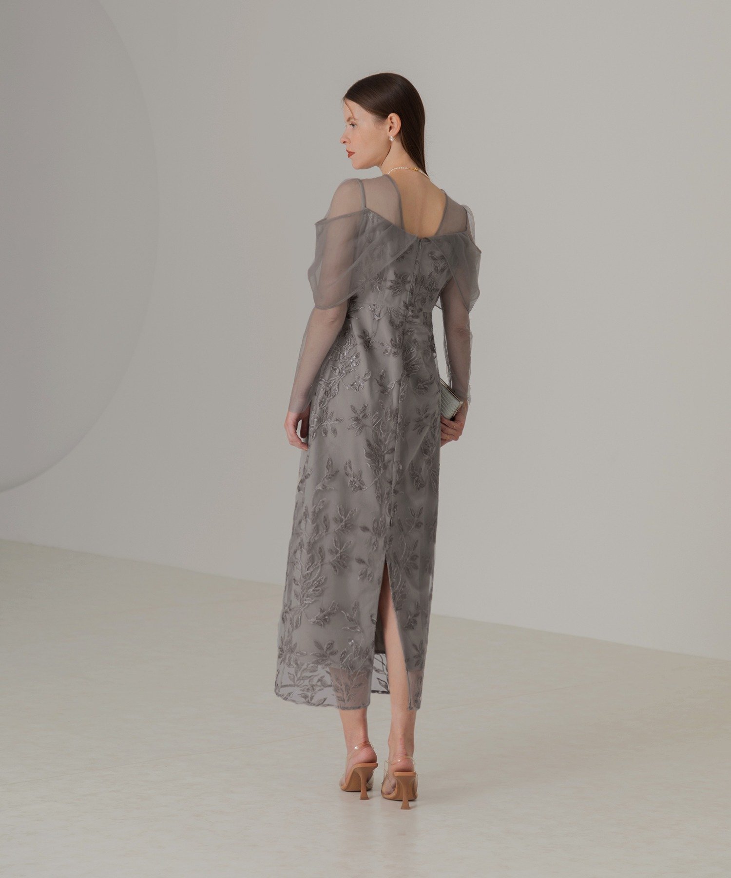 Leja｜LEJA-チュールロングスリーブリーフIラインワンピースドレス