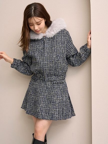 SNIDEL｜サイドプリーツツイードミニスカート | Rakuten Fashion(楽天