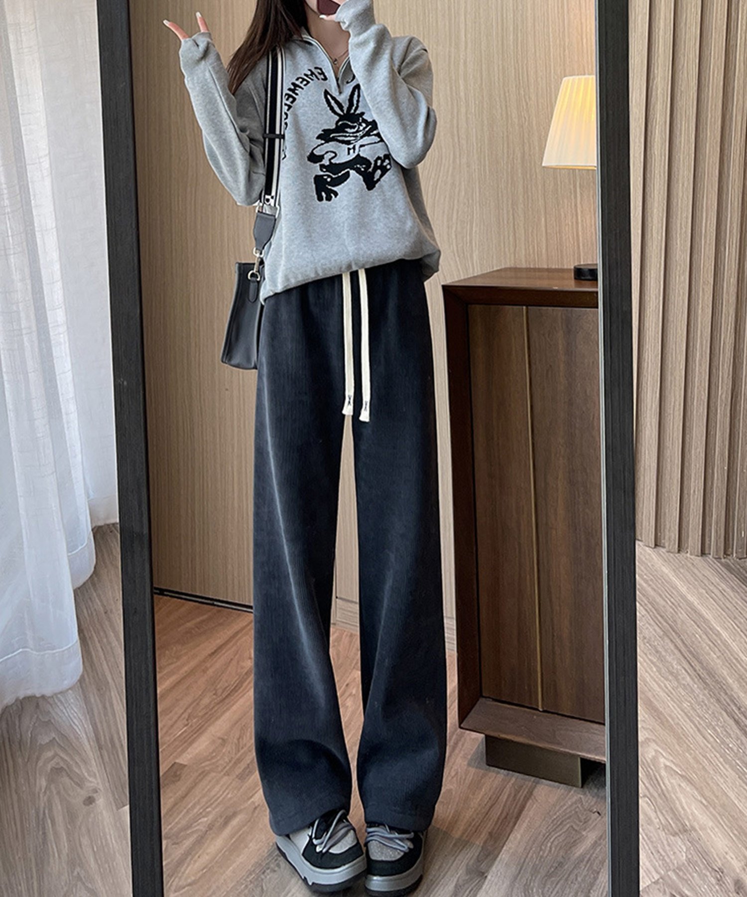 SAISON DE PAPILLON｜裏起毛コーデユロイワイドパンツ | Rakuten