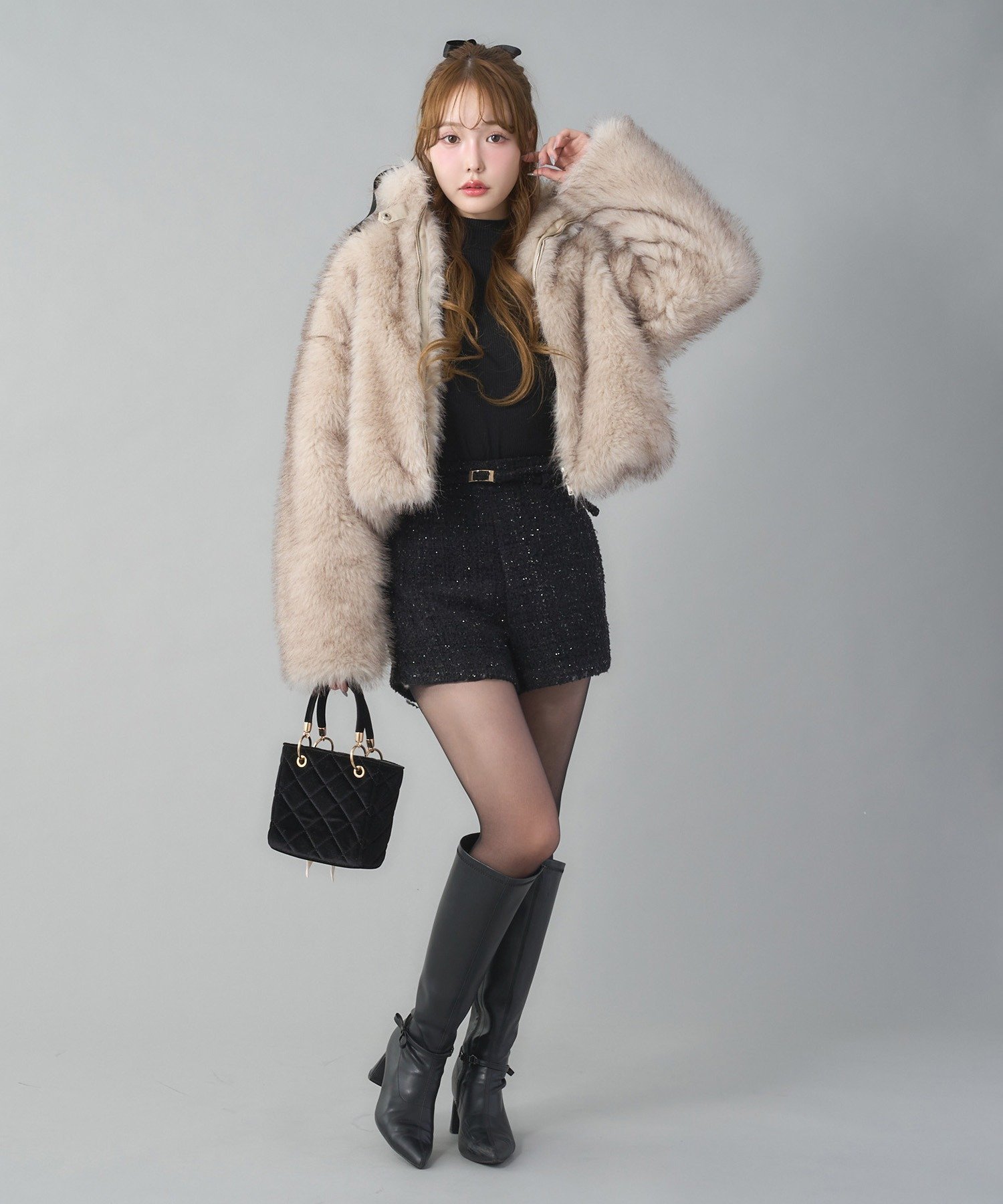 one after another NICE CLAUP｜フェイクファーショートブルゾン