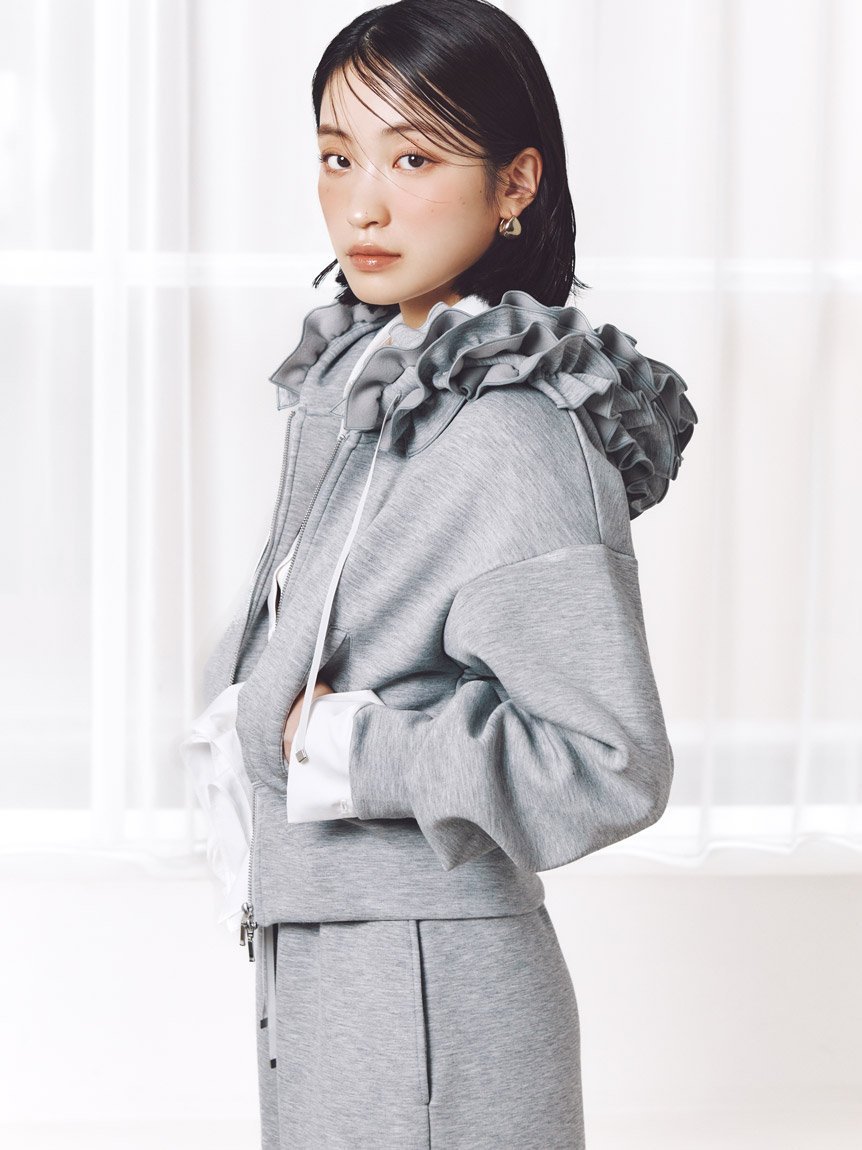 SNIDEL｜フリルショートジップパーカー | Rakuten Fashion(楽天