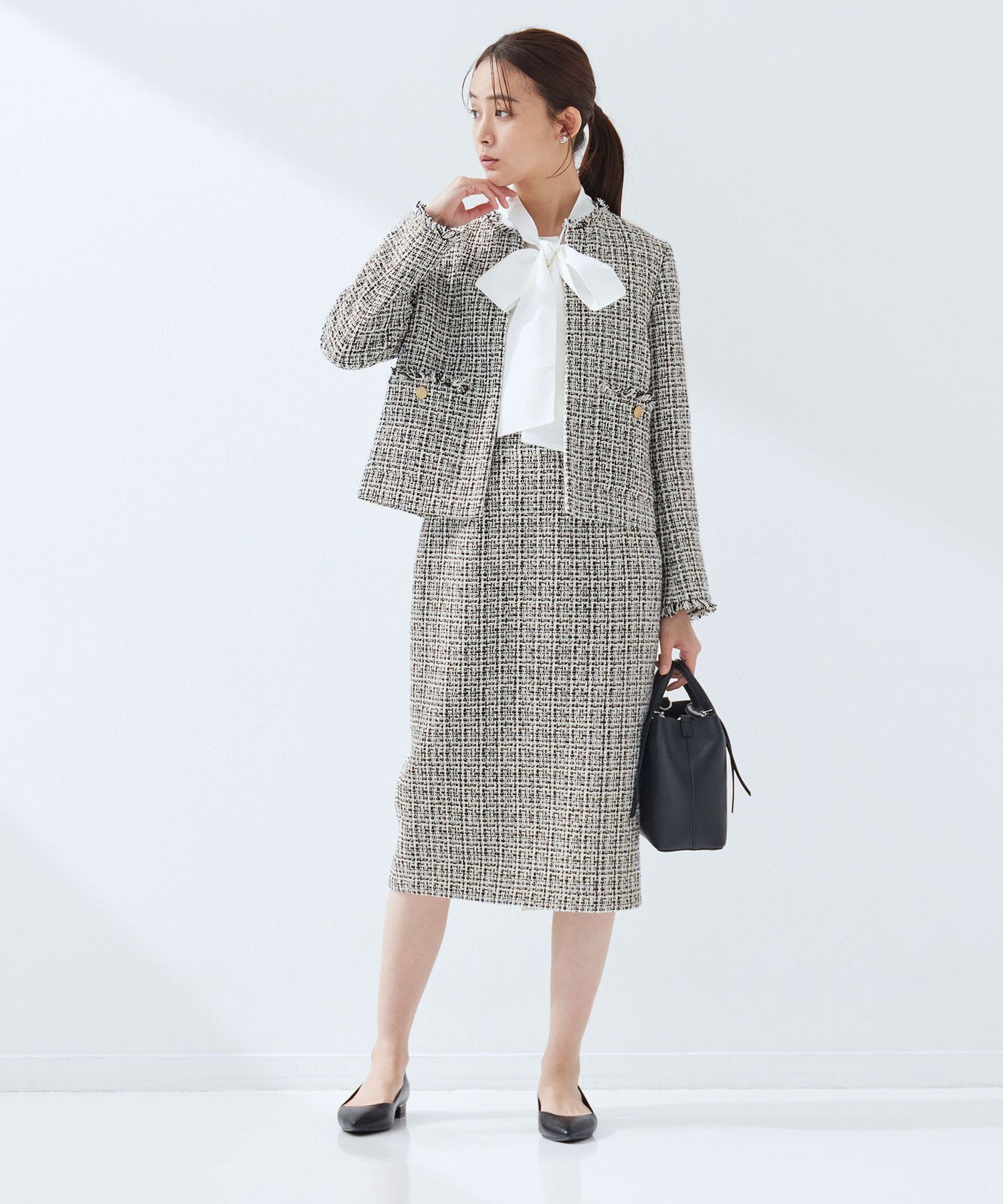 UNITED ARROWS green label relaxing｜ツイードライク ノーカラー