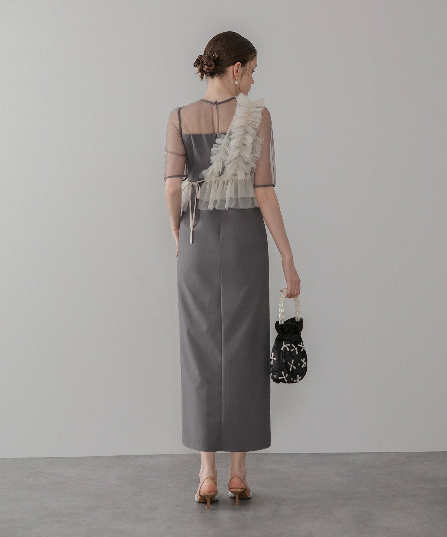 Leja｜Leja-アシンメトリーフリルチュールIラインワンピースドレス結婚