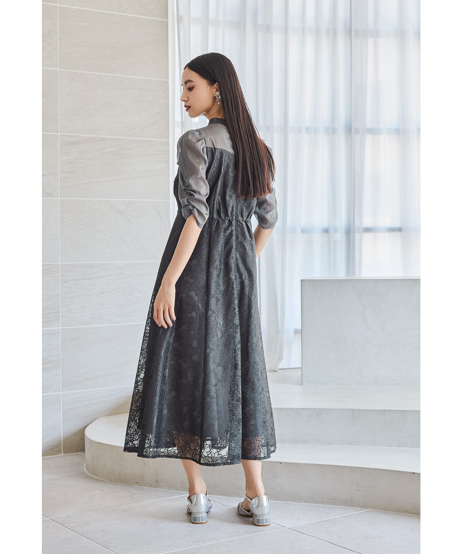 bflat｜フラワーレースノットデザインドレス パーティードレス