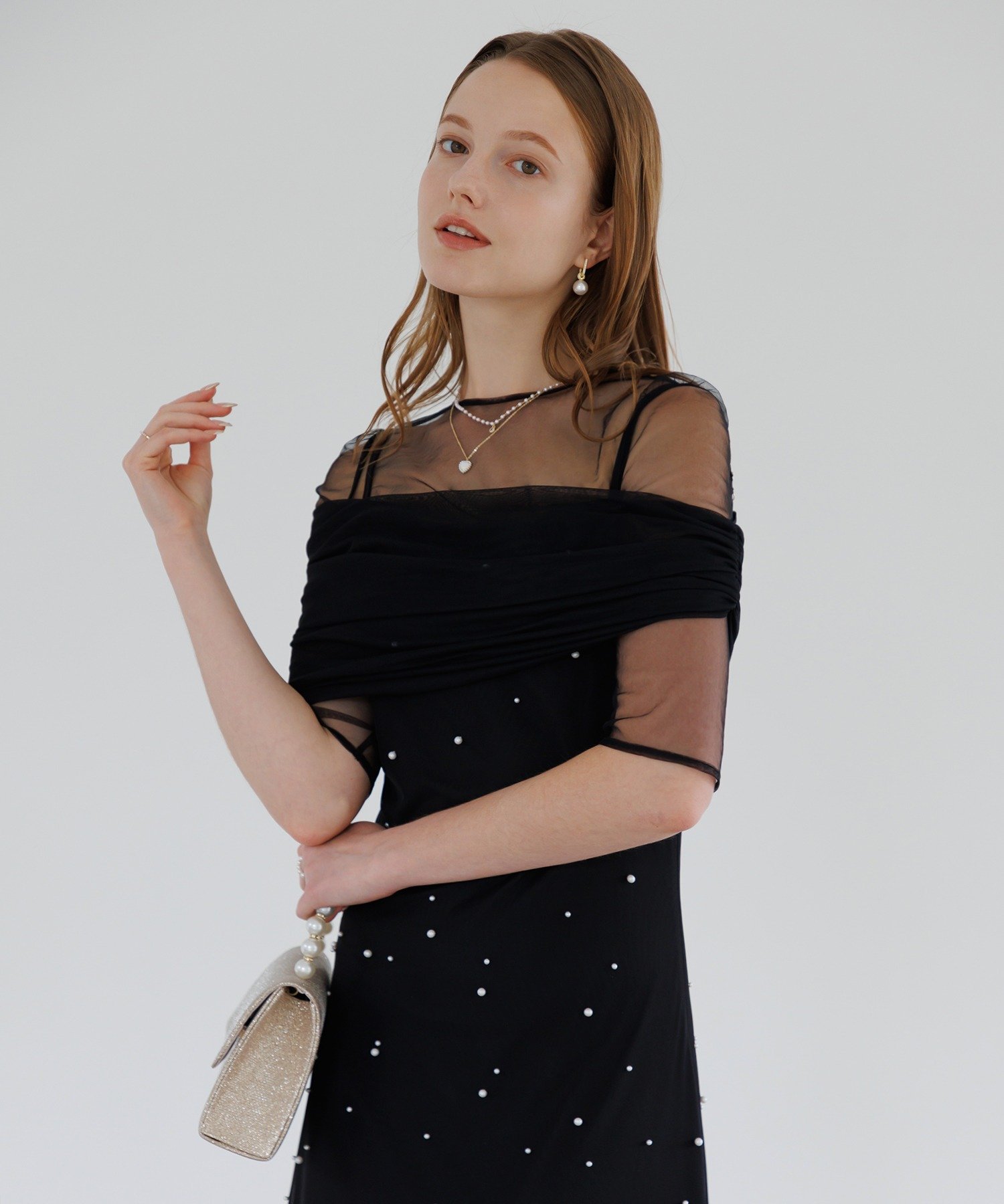 Leja｜2WAYチュールトップスパールAラインドレス結婚式 パーティー