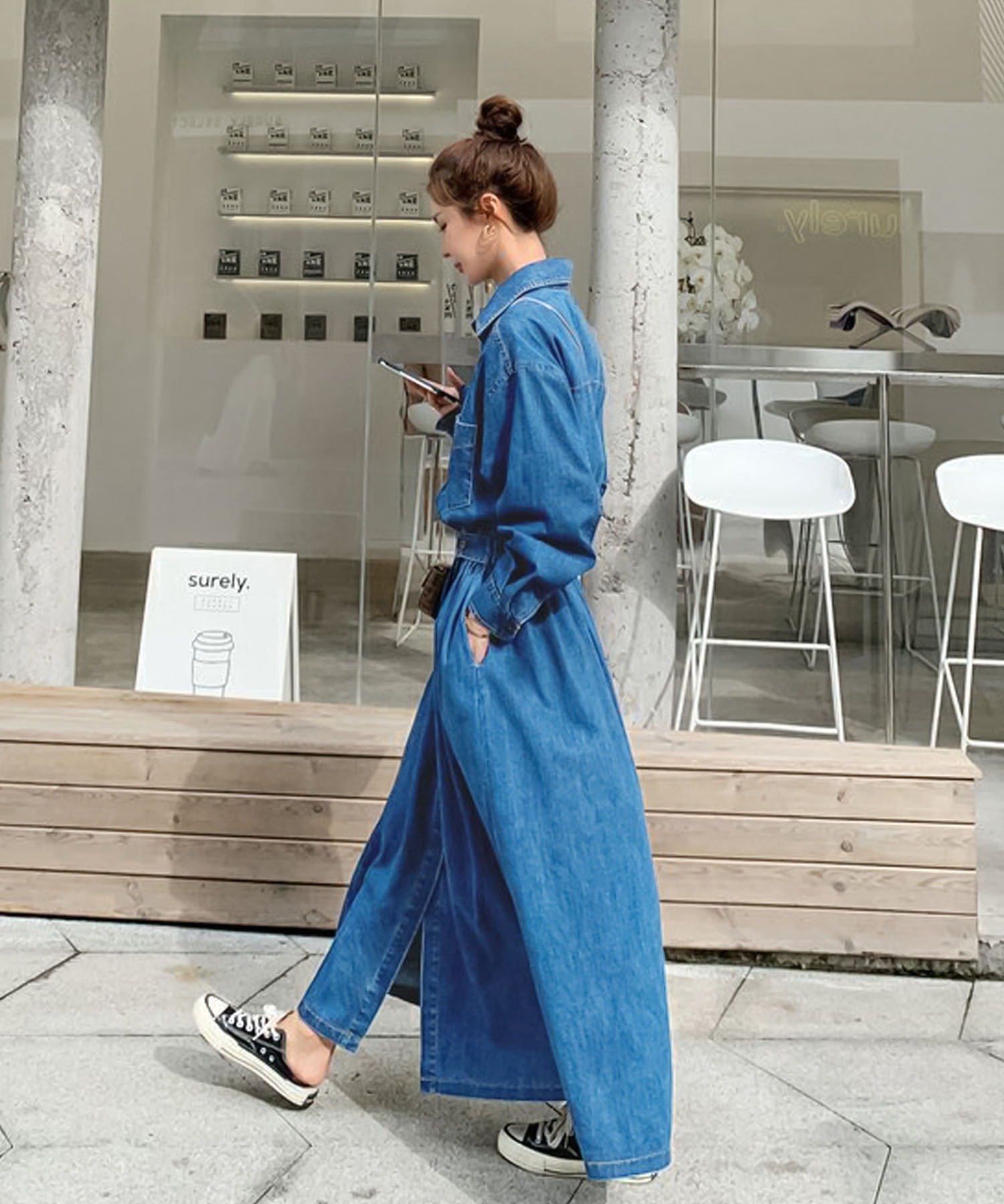 Doula Doula｜Doula Doula/デニムフレアロングワンピース | Rakuten