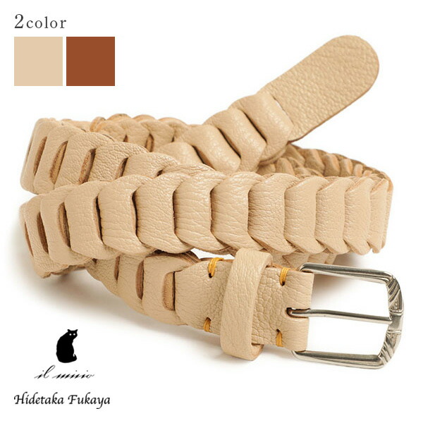 楽天市場】イルミーチョ il micio メッシュ レザー ベルト ヤギ革