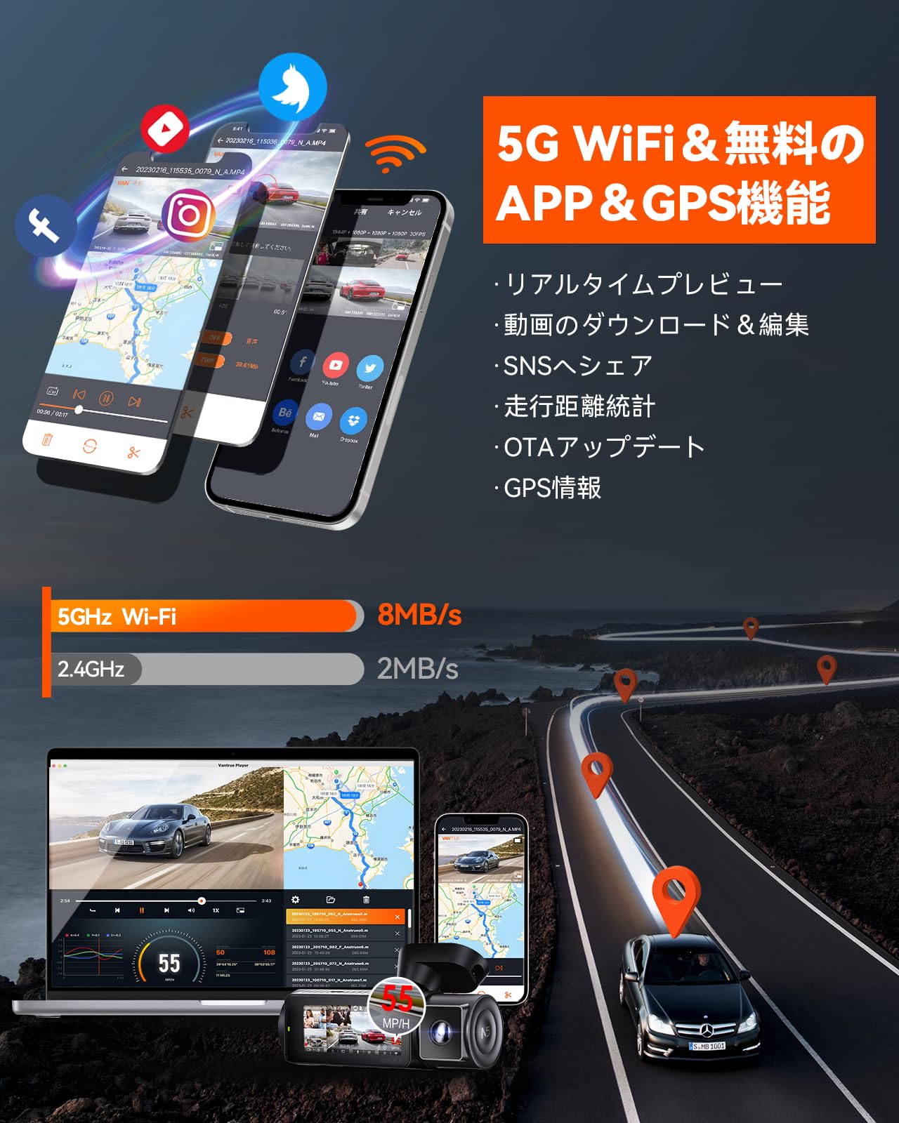 楽天市場】【送料無料】VANTRUE N5 4カメラ ドライブレコーダー 360度