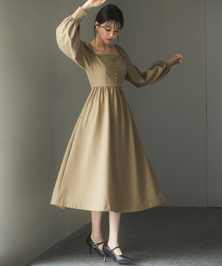 楽天市場】ワンピース レディース フレアワンピース スクエアネック