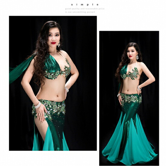 楽天市場】ベリーダンス衣装 オリエンタル衣装 エメラルドグリーン