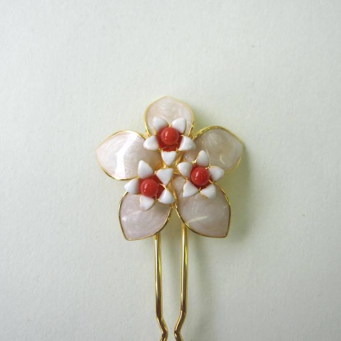 本赤珊瑚 玉 簪 93g チヒチ 東さ8-0107☆1F 桃色珊瑚玉 かんざし