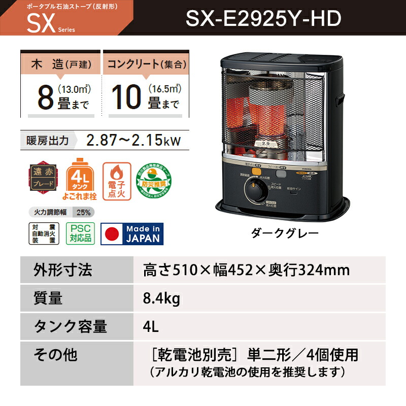 楽天市場】石油ストーブ 反射形 SXシリーズ 最上級タイプ ダークグレー