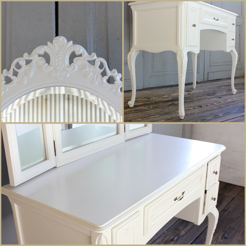 楽天市場】姫系 家具 ドレッサー かわいい 白家具 三面鏡 ロココ 調