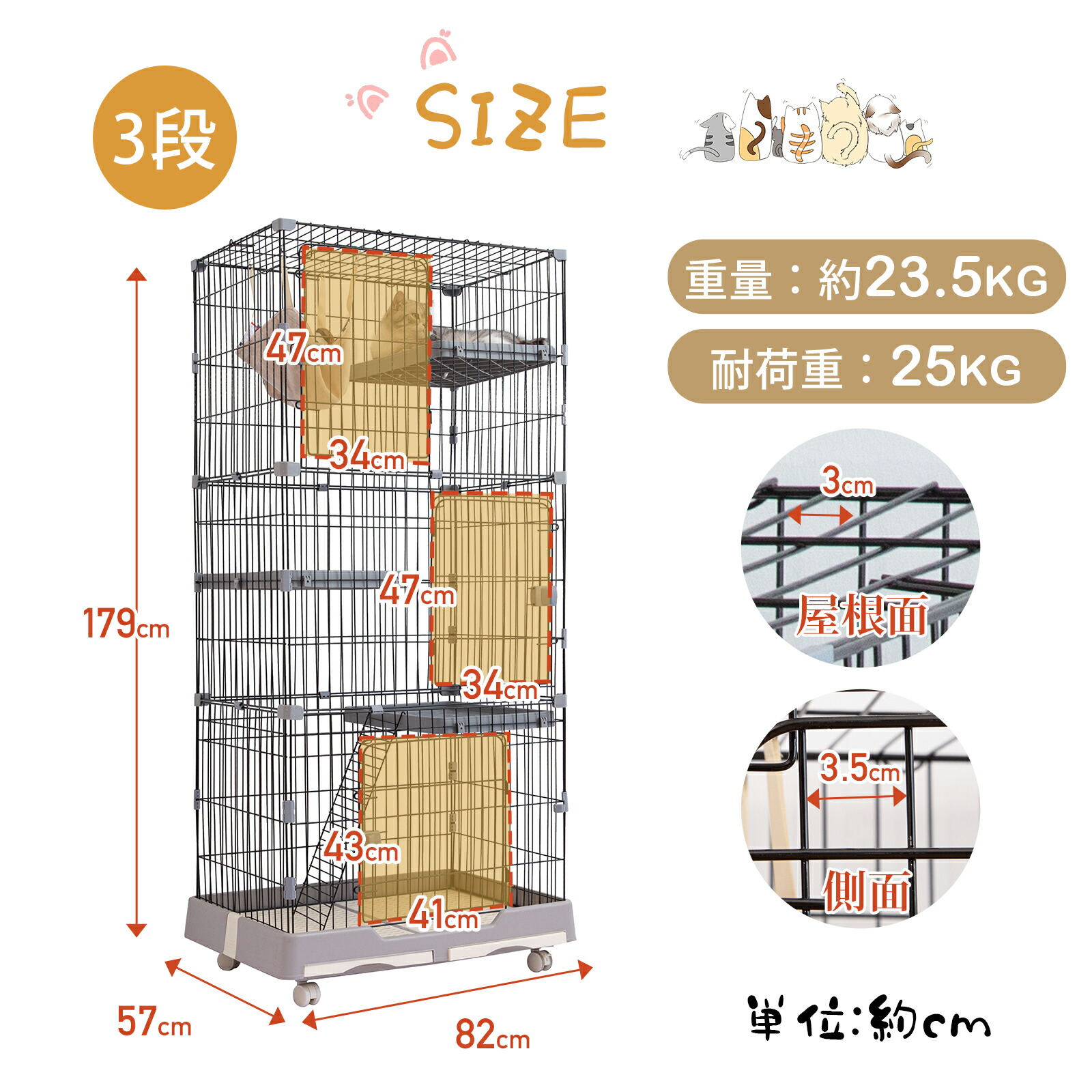 楽天市場】【最大15%OFFクーポン☆11日まで】猫ケージ 3段 2段