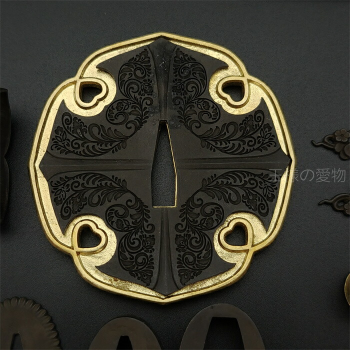 楽天市場】飾り太刀 太刀金具 煮黒 毛彫一作 刀鍔 目貫 縁頭 切羽 鐺