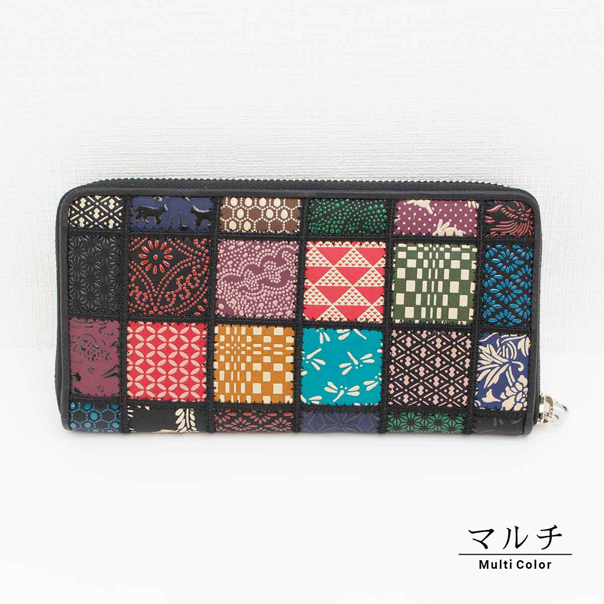 楽天市場】浅草前川印伝 パッチワークラウンドファスナー長財布