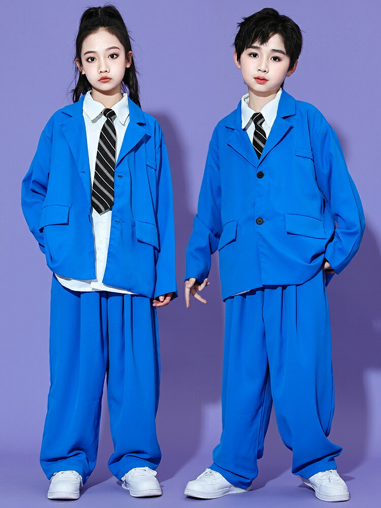 楽天市場】青色 ダンススーツ キッズダンス衣装 セットアップ ブルー