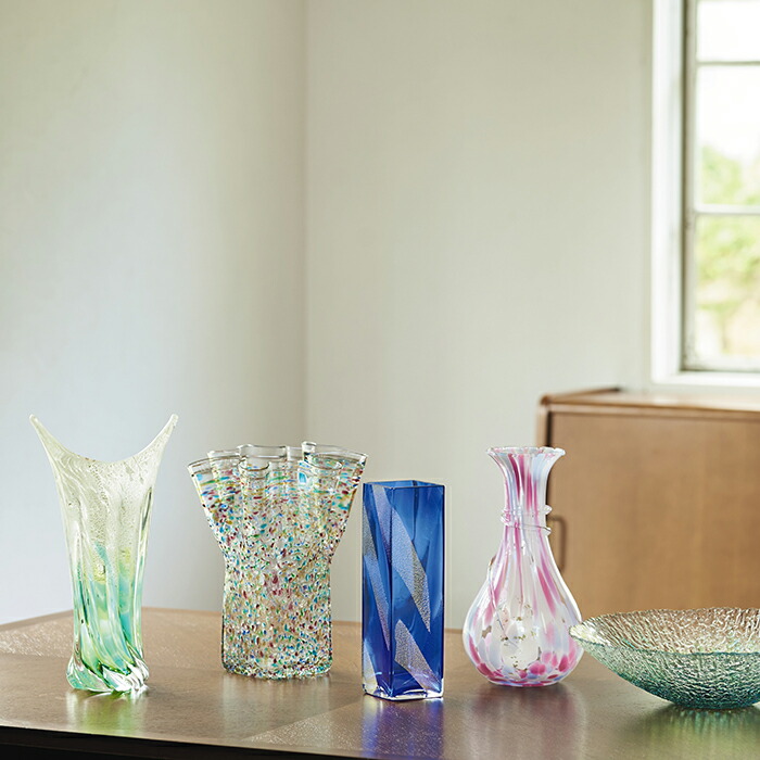 楽天市場】送料無料 津軽びいどろ 【 花器角 】花瓶 インテリア ギフト