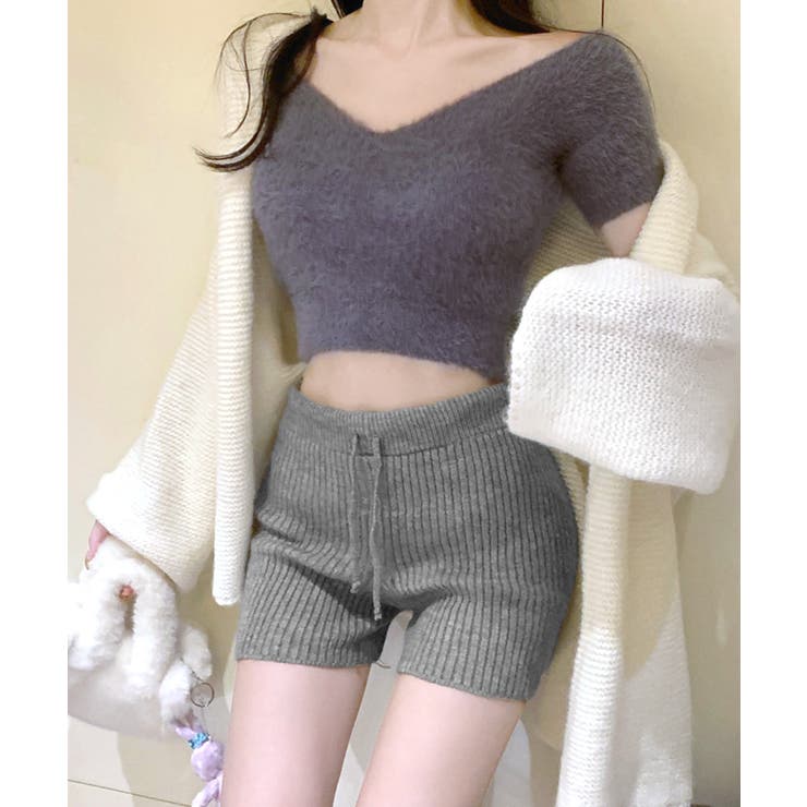 楽天市場】Riff リブニットショートパンツ 短パン ショート丈 ショー