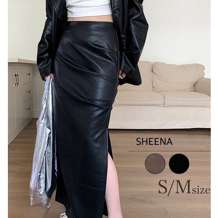 楽天市場】SHEENA サイドスリットエコレザータイトスカート 秋 冬 春