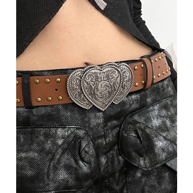 楽天市場】Riff ハートバックルベルト スタッズ 彫刻 太ベルト