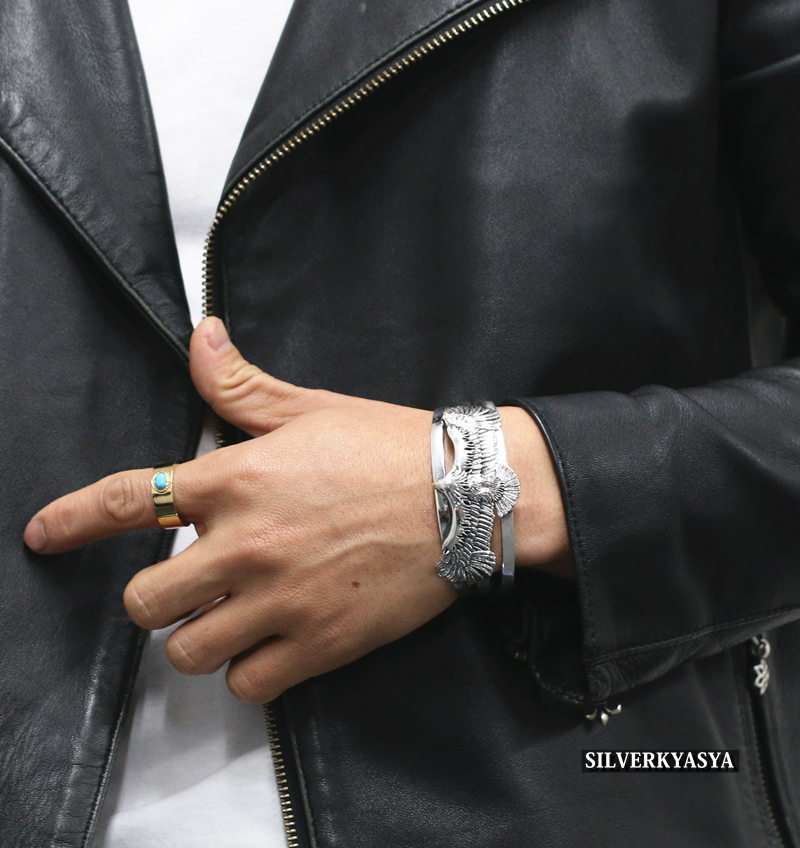 楽天市場】シルバー925 イーグルバングル 羽根 ブレスレット 銀 重厚