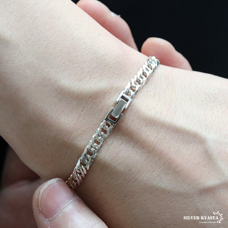 楽天市場】シルバー925 チェーンブレスレット メンズ 6面カット ダブル