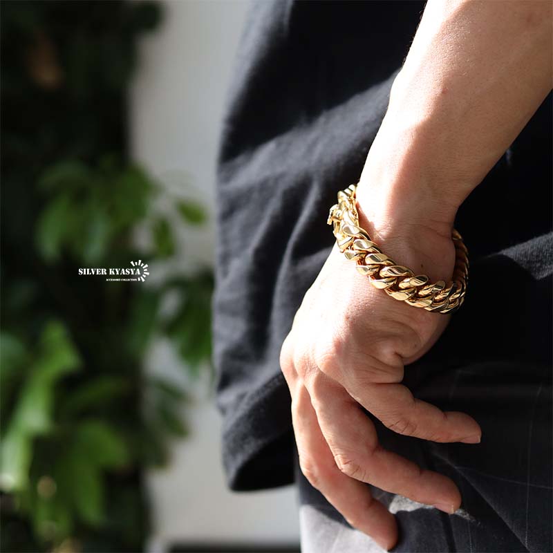 楽天市場】太め 喜平ブレスレット ステンレス316L 18k gp きへい