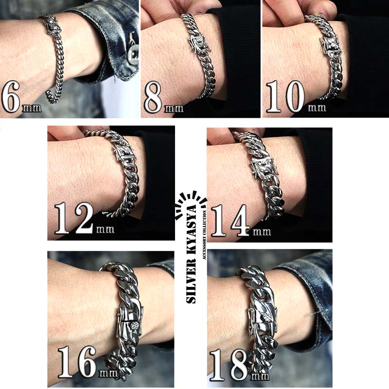 楽天市場】316L 幅18mm 極太 メンズ ブレスレット シルバー 喜平