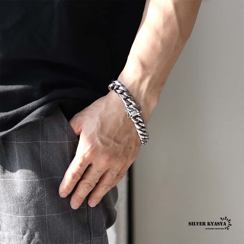 楽天市場】316L 幅12mm メンズ ブレスレット シルバー 喜平チェーン B
