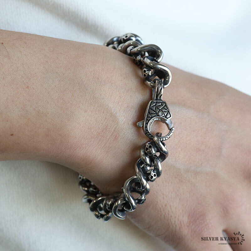 楽天市場】サージカルステンレス316L スカルと茨ブレスレット シルバー