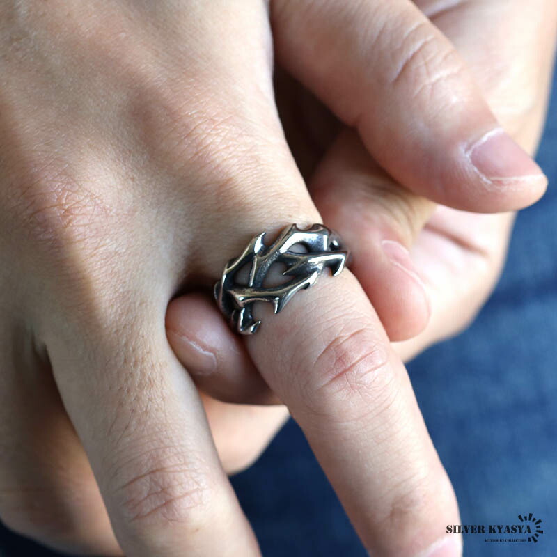 楽天市場】ステンレス 茨リング トゲトゲ ごつめリング 燻し