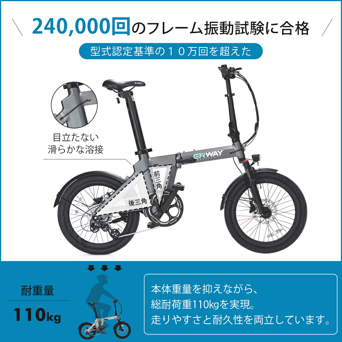 楽天市場】ERWAY a02 電動自転車 折りたたみ サスペンション搭載 130km
