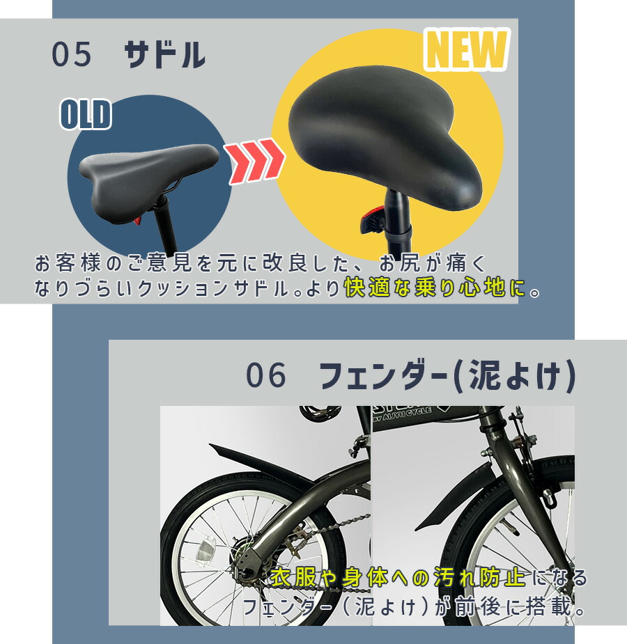 楽天市場】AIJYUCYCLE 折りたたみ自転車 ミニベロ 小径車 16インチ