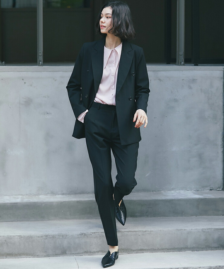 楽天市場】ダブルテーラードジャケット＆テーパードパンツスーツセット