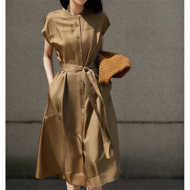 楽天市場】シルクワンピース シルク 夏服 レディース シャツワンピース